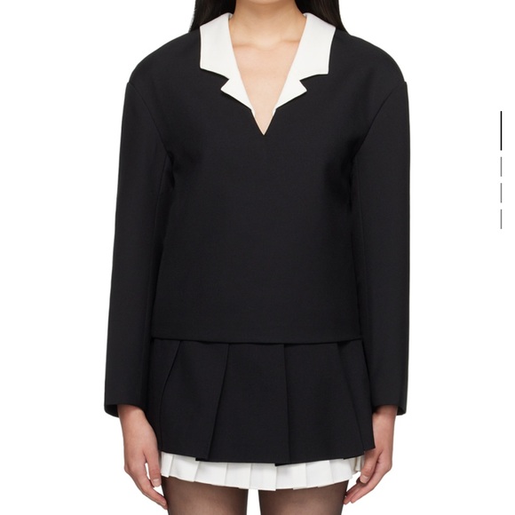 Shushu/tong Black V-Neck Blouse - Picture 1 of 4